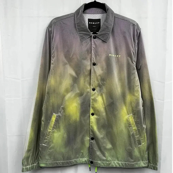 NWT Oakley Instacop Sunset Coaches Full Zip Rain Windbreaker Jacket Neon Green L - Picture 4 of 13